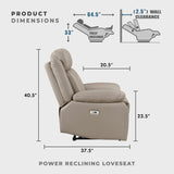 Lexicon Power Double Recliner Loveseat, Top Grain Leather Match Reclining Loveseat with Pillow Top Armrests, Home Theater Seating, Wall Hugger Recliner Love Seat with USB Port, 62.5" W, Latte Lexicon