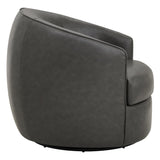 CHITA Swivel Barrel Chair, Modern Comfy FSC Certified Upholstered Faux Leather Accent Chair for Living Room, Fully Assembled, Grey CHITA