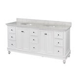 Kitchen Bath Collection Bella 72-inch Double Bathroom Vanity (Engineered Marble/White): Includes White Cabinet with Engineered Marble Countertop and White Ceramic Sinks Kitchen Bath Collection