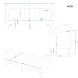 Modern Velvet Futon Sofa Bed,Convertible Sleeper Loveseat with 4 Folding Backrest,78" Comfy Deep Seat Cloud Couch Bed for Living Room Apartment Office (Light Grey) Majnesvon