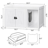 MAHANCRIS Cat Litter Box Enclosure, Hidden Litter Box Furniture with Divider, Wooden Cat Washroom Storage Cabinet Bench, Indoor Cat House as Table Nightstand, for Living Room, Bedroom, White CWWT2501 MAHANCRIS