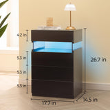 Bingoday LED Nightstands Set of 2 Night Stands for Bedrooms Set of 2 Modern Black Nightstands with 4 Drawers Wide LED Nightstand Bedside Table Bingoday