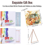 Fall Pumpkin Paint by Numbers Kit for Adults with Framed,Thanksgiving Paint by Number with Wooden Easel DIY Adult Paint by Number Kits Acrylic Oil Painting for Wall Decor 10x10inch Kaixine