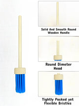 Generic BBQ Grill Basting Mop with Smooth Wooden long Handle Food-Grade Materials, 13.5 Inch Long, Blue WoodArtSupply