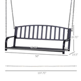 Outsunny 2 Person Front Porch Swing Patio Swing Bench, Outdoor Steel Swing Chair with Sturdy Chains, for Backyard, Deck, 528 lb Weight Capacity, Black Outsunny