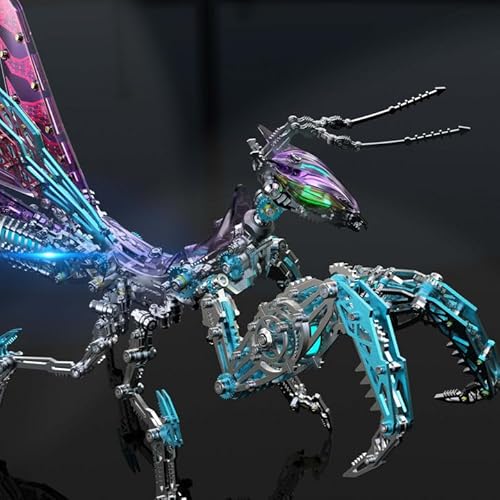 Metalkitor 3D Metal Puzzles for Adults, Giant Mantis Model Kit - Steampunk DIY Ornament - Assembly Jigsaw Crafts Brain Teaser - Perfect Room Decor and Gift Choice(1200+PCS, Purple)