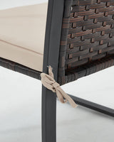 Bezseller 3 Piece Outdoor Patio Furniture Set, Patio Bistro Set Wicker Conversation Set, Modern Rattan Chair with Glass Coffee Table for Backyard, Porches, Poolside, Lawn and Balcony Bezseller