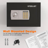 STEELIST 0.8 Cubic Fireproof Waterproof Safe, Security Digital Box with Removable Shelf, Cash Box for Home, Fireproof Safe for Documents, Jewelry, Gun, Valuables, Safety Box, Black STEELIST
