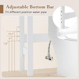 Giantex Over The Toilet Storage Cabinet, 65" Tall Freestanding Bathroom Organizer with Open Shelves, Storage Drawers & Adjustable Bottom Bar, Space Saver Above Toilet Rack for Bathroom, White Giantex