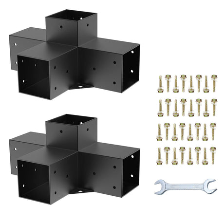 Woodworks Pergola pergola Brackets 4-Way Right Angle Corner Bracket DIY Elevated Wood Stand 2PACK with Screws for 4x4 (Actual: 3.5x3.5 Inch) Lumber Pergola Gazebo Likeem