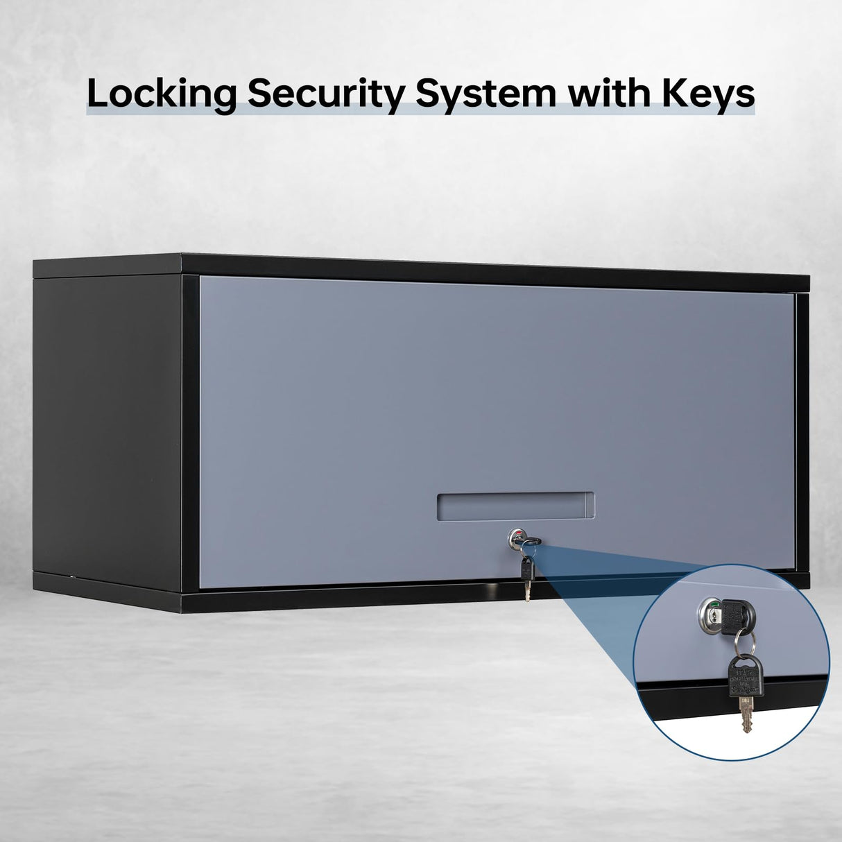 AFAIF Metal Wall Storage Cabinet, Wall-Mounted Garage Cabinet with Up-Flip Doors, Steel Small Floating Cabinets with Lock for Garage, Bathroom, Kitchen, Black and Grey AFAIF