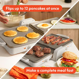 Bella 10"x 20" Ceramic Fold-n-Store Dual Temp Griddle, Fits-anywhere Kitchenware, EverGood Ceramic Nonstick Coating, 2 Temperature Zones up to 400°F, Dishwasher Safe Drip Tray, 1500 Watt, Oatmilk BELLA