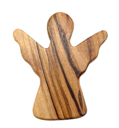 Zuluf ANGEL OLIVE WOOD HOLDING CROSS | Made in Bethlehem the Holy Land | Pocket Angel Cross For Comfort | Religious Gift for Protection Comes with Certificate from Holy Land Israel HLG025 - WoodArtSupply