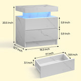 Bingoday Bedside Table with 2 Drawers, LED Nightstand Wooden Cabinet Unit with LED Lights for Bedroom, End Table Side Table for Bedroom Living Room Bingoday