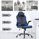 Gaming Chair Office Chair Desk Chair with Lumbar Support Flip Up Arms Headrest PU Leather Swivel Rolling Adjustable High Back Racing Computer Chair for Women Men Adults,Blue BestOffice
