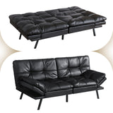 Opoiar 71" Convertible Futon Sofa Bed & Sleeper Couch - Memory Foam Loveseat Sofa with Adjustable Backrest/Armrest for Small Space, Apartment, Living Room - Black Opoiar