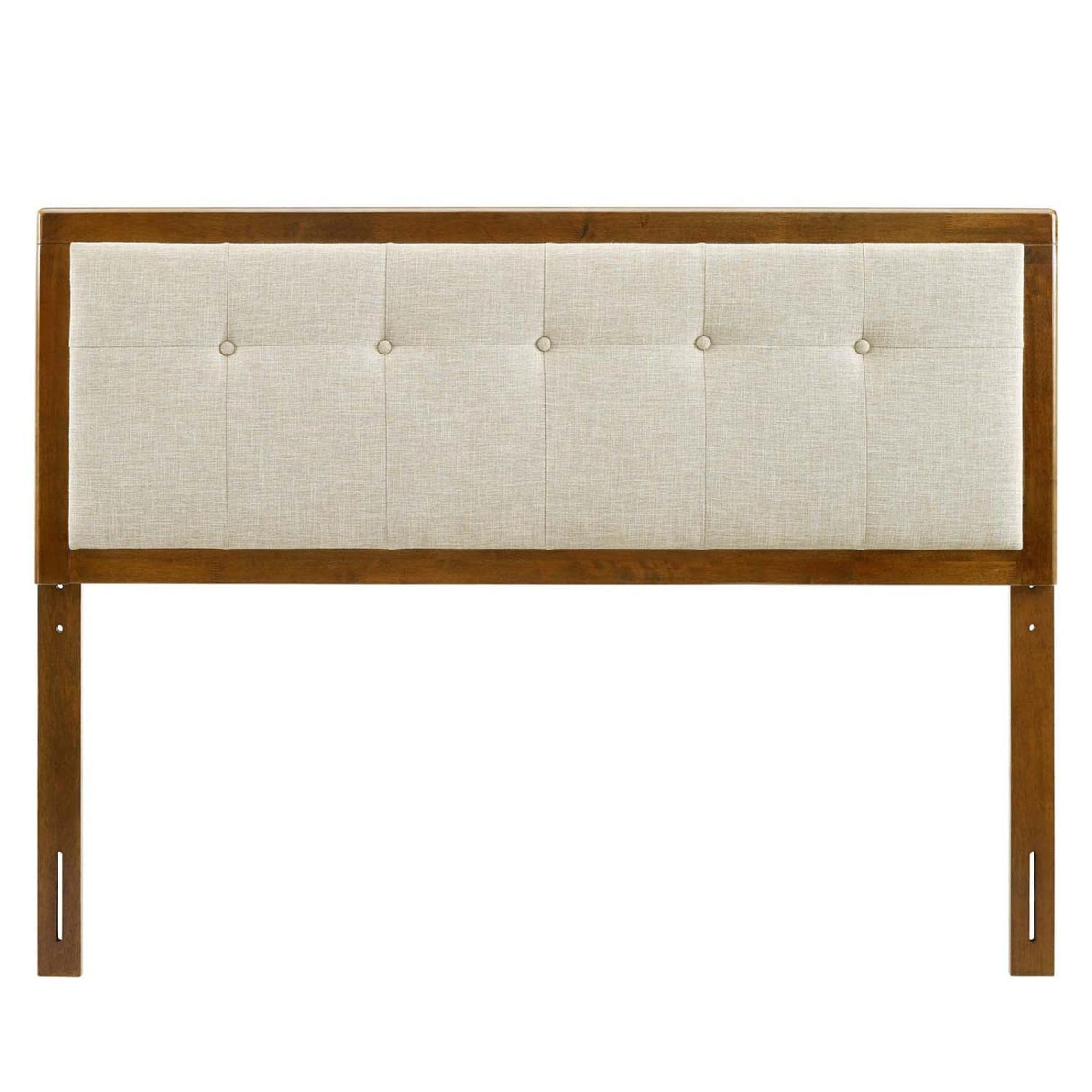 Modway Draper Tufted Full Fabric and Wood Headboard in Walnut Beige Modway