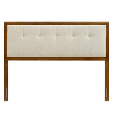 Modway Draper Tufted Full Fabric and Wood Headboard in Walnut Beige Modway