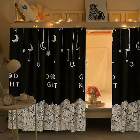 haozaikeji Dorm Bunk Bed Curtains Privacy Bed Drapes Bottom Bunk Bed Curtain Blackout Bed Canopy Dustproof Loft Bed Curtains Shading Bedding for Single Sleeper Dorm Bedroom haozaikeji
