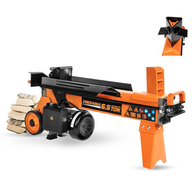 PROYAMA Log Splitter 6.5 Ton, Wood Splitter Electric Powered 15Amp, with Hydraulic Ram, Electric Firewood Splitting Machine, Horizontal