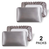 2 Packs Silk Satin Pillowcases for Hair and Skin. Decorative Luxurious Travel Elastic Band Satin Pillowcase. No Zipper, Folded Soft Blank Pillow Covers. Perfect for Travel and DIY Sublimation - Grey TornadoZ