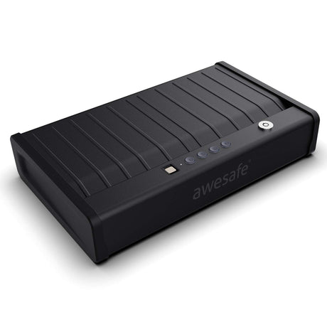 awesafe Upgraded Size Gun Safe with Fingerprint Biometric, Keypad Password and Key Lock for Two Handgun Capacity awesafe