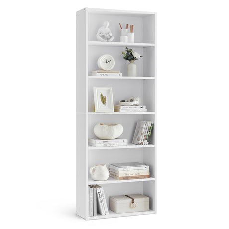 VASAGLE CUSTOS Collection - Bookshelf, 6-Tier Bookcase, Book Shelf, Open Storage Shelf, 9.4 x 23.6 x 63.3 Inches, for Living Room, Home Office, Dinning Room, Cloud White ULBC166T14 VASAGLE