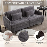 AZSJML 2 Pieces Sofa Couch Set for Living Room, 68'' Mid Century Modern Loveseat and Accent Chair Set, Chenille Sofa Comfy Cloud Couch with Deep Seats for Small Spaces Apartment Bedroom, Grey AZSJML