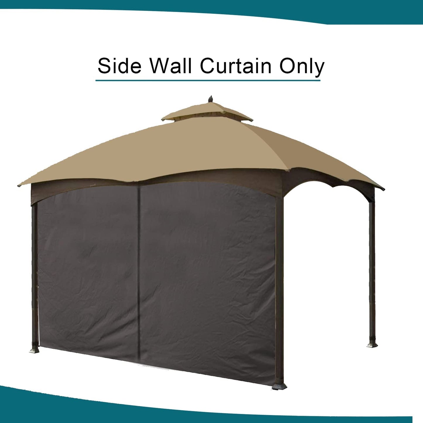 Gazebo Universal Replacement Privacy Curtain - Wonwon Privacy Panel Canopy Side Wall with Zipper for 10' x 12' Outdoor Gazebo (Brown)