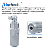 LHDOS 90 Degree Grease Coupler Fittings - Grease Gun Tips Adapter Snaps on to Grease Fittings in Tight Spaces - Grease Gun Coupler Adapter Accessories for Cars, Trucks, Farms or Industrial Use LHDOS