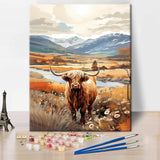TUMOVO DIY Paint by Numbers for Adults with Brushes Highland Cow Oil Hand Painting Animals Adult Paint by Number Landscape Paint by Number Kits on Canvas Art Crafts 16"x20"(Frameless) TUMOVO