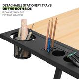 Magshion Drafting Table Set Adjustable Height Artist Desk with Tilting Wooden Tabletop and Sliding Desktop, Multifunctional Art Desk with Stool and 2 Storage Drawers for Home Office School (Natural) Magshion