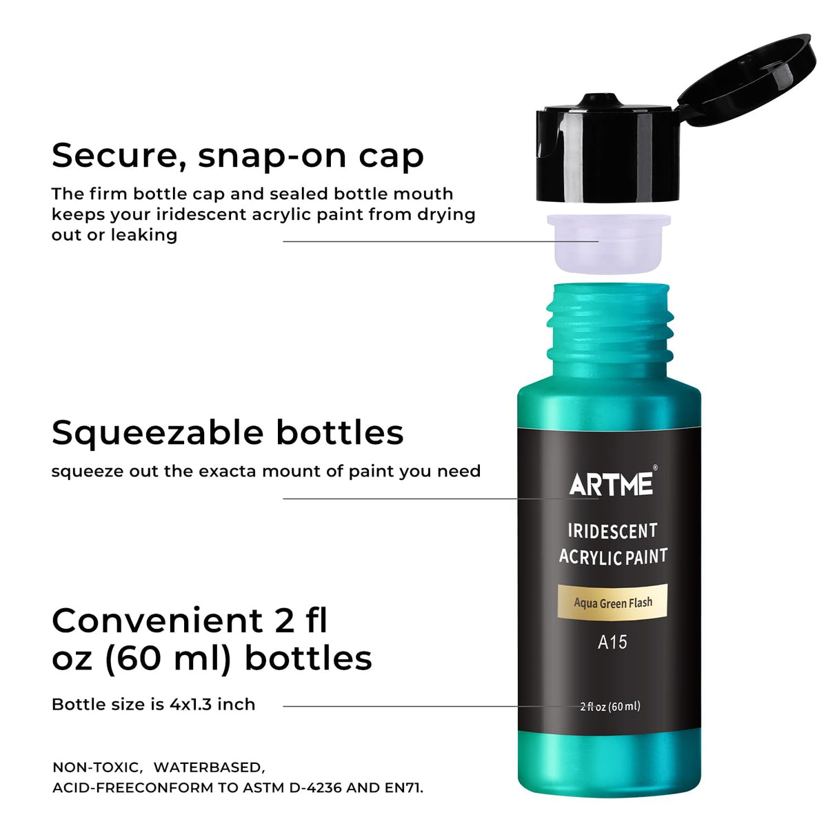 Artme Iridescent Acrylic Paint Set, 20 Chameleon Colors in 2 oz/60ml Bottles, Color-shifting Acrylic Paint, Color Change Paint Perfect for Artists, Beginners on Canvas, Rocks, Wood, Fabric, Ceramic Artme