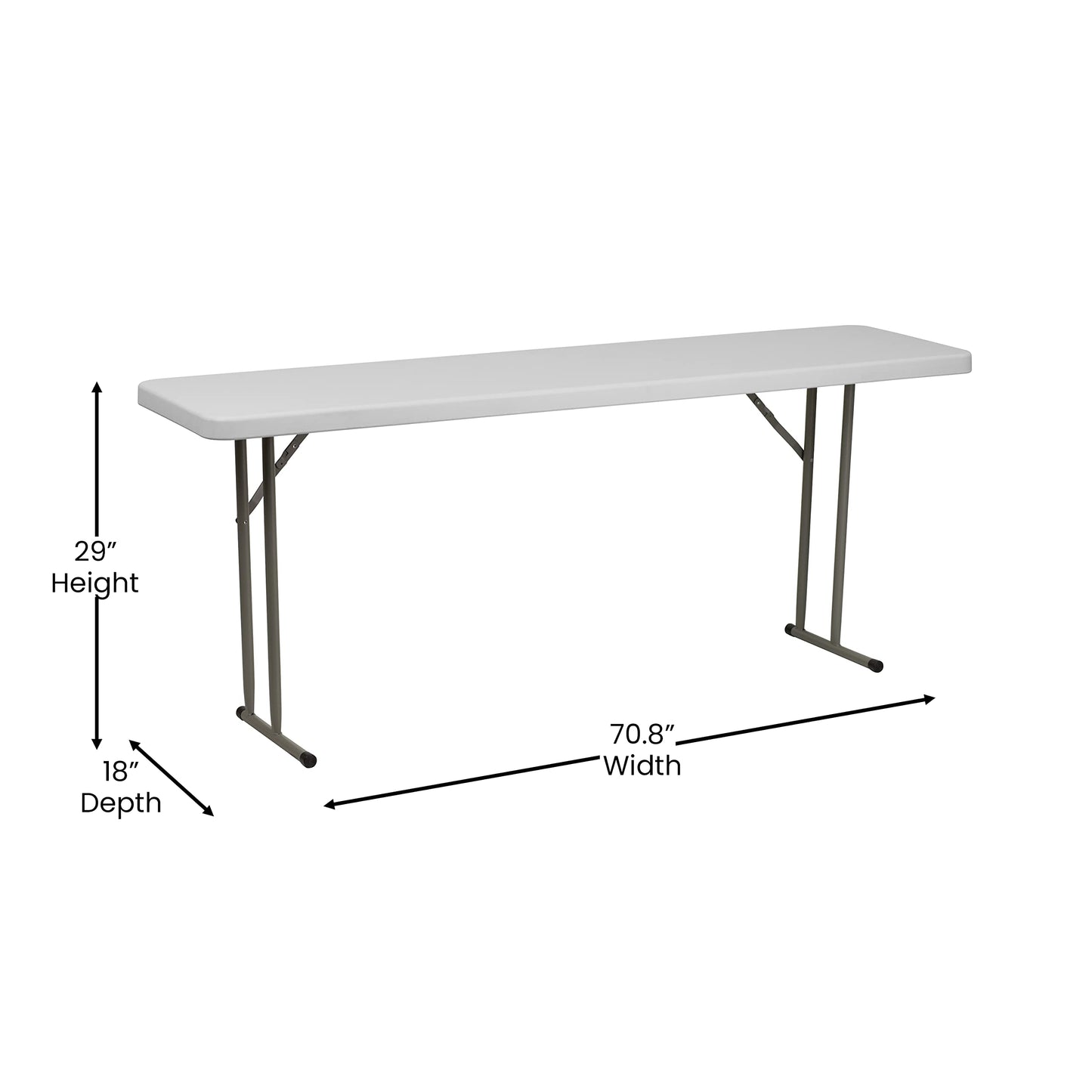 Flash Furniture Kathryn 6' Plastic Folding Training and Event Table, Rectangular Folding Training Table with 220-lb. Static Weight Capacity, White - WoodArtSupply