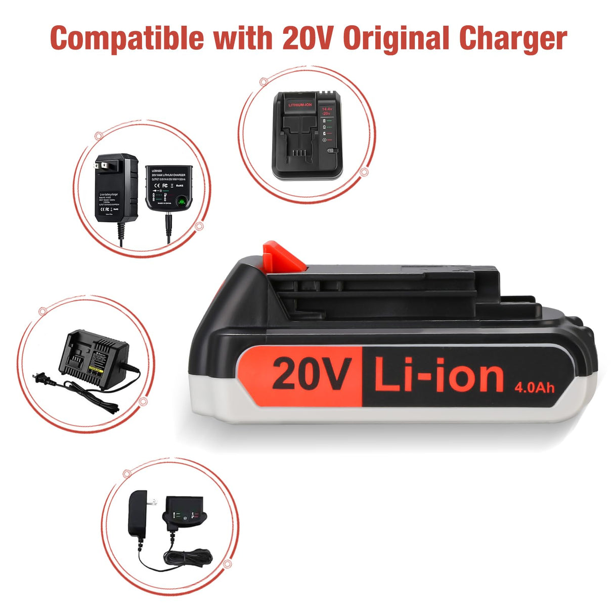 FirstPower 2 Pack 20V 4.0Ah Lithium-ion Replacement Battery for Black and Decker 20 Volt MAX Replacement Battery Compatible with LBXR20 LB20 LBX20 LBX4020 LB2X4020-OPE Cordless Power Tools FirstPower