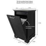 XM-ICE Tilt Out Trash Cabinet with Deodorisation, Wooden Trash Can Cabinet with Door Kitchen Hamper Cabinet for Kitchen Dog Proof, Dining Room and Laundry Room, 10-Gallon, Black XM-ICE