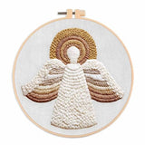 Amiiba Embroidery Starter Kit with Angel with Halo Pattern, DIY Full Range Stamped Embroidery Cross Stitch Kits for Beginners Adults (Angel)