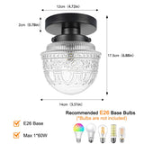 DSMJFU Black Semi Flush Mount Ceiling Light, Small Hallway Light Fixture, Vintage Close to Ceiling Light Fixture for Bathroom, Entryway, Foyer, Closet DSMJFU DSMJFU