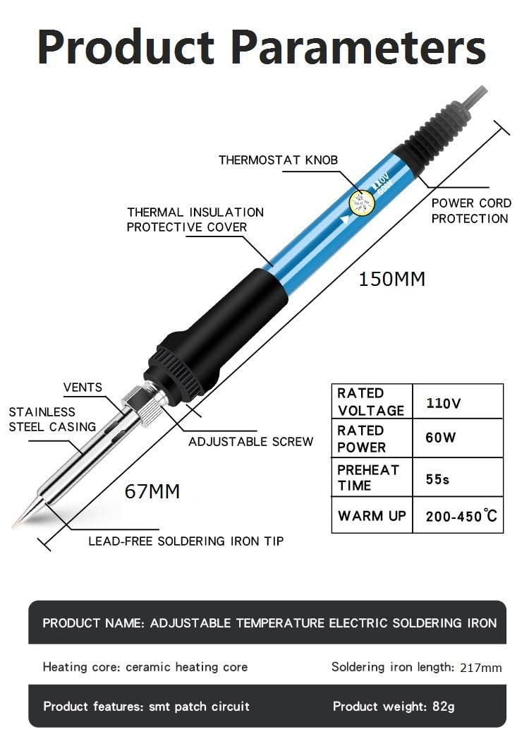 Soldering Iron Kit, Digital Multimeter Kit, Multi Tester, Voltage Tester, Measures AC/DC Voltage, Current, Resistance/Continuity/Diode/Triode. Electric Soldering Iron, Adjustable Temperature HiLeDiQJ
