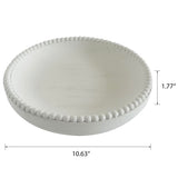 dwellington Beaded Wood Decorative Bowl, 10.63" Farmhouse Wooden Bowl White Wash Decorative Tray for Home Decor dwellington