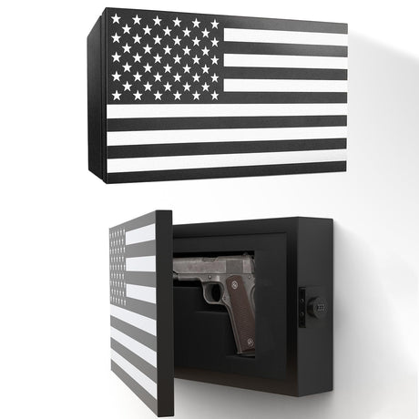 BUYYAH American Flag Gun Concealment Case, 19.7" x 11.8" x 4.9" American Flag Wall Hanging Concealed Gun Cabinet, Combination Lock All Iron Frame for Police Gift BUYYAH