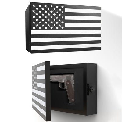BUYYAH American Flag Gun Concealment Case, 19.7" x 11.8" x 4.9" American Flag Wall Hanging Concealed Gun Cabinet, Combination Lock All Iron Frame for Police Gift