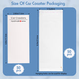 Zhehao 136 Pcs Ceramic Car Coasters with Bags and Cards 2.64'' Sublimation Coasters Blanks Ceramic Car Cup Holder Coasters with A Finger Notch for Easy Removal Car Coaster Packaging for Selling Zhehao