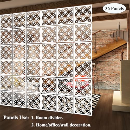 PKEPJ Hanging Room Divider Panels,10 Pieces Wood-Plastic Screen Panels Wall Divider Partition Home Office Decoration (White02) PKEPJ