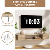 GHC Floating TV Stand, Wall Mounted Entertainment Center and Cabinet Shelf, TV Console with Storage, Media Console for DVD Player, Space-Saving Under TV Shelf for Living Room (Natural Oak) GHC