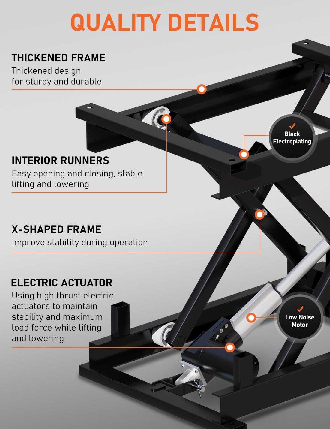 DIHOOL Electric Scissor Lift Table 250LB Load, 210-580MM Height Adjustable Lifting Platform DIHOOL