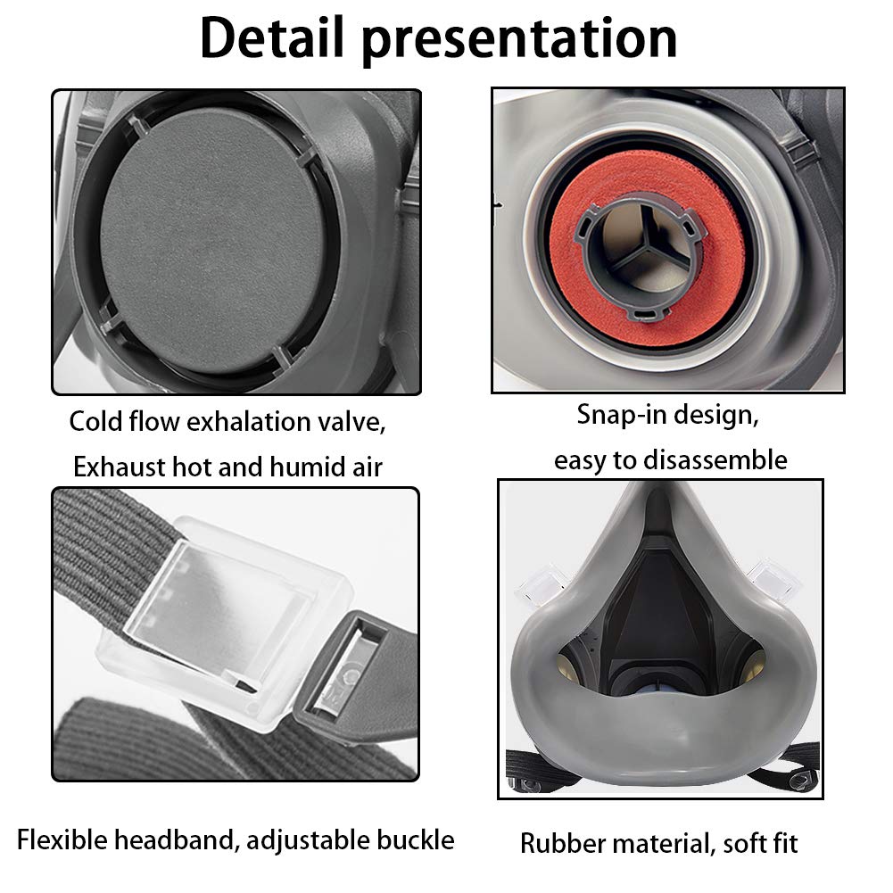 Reusable Half Face Gas Mask with Safety Glasses, Filters - For Painting, Welding, Woodworking - WoodArtSupply