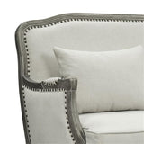 Acme Furniture Upholstered Sofa with Nailhead Trim, Cream and Brown Acme