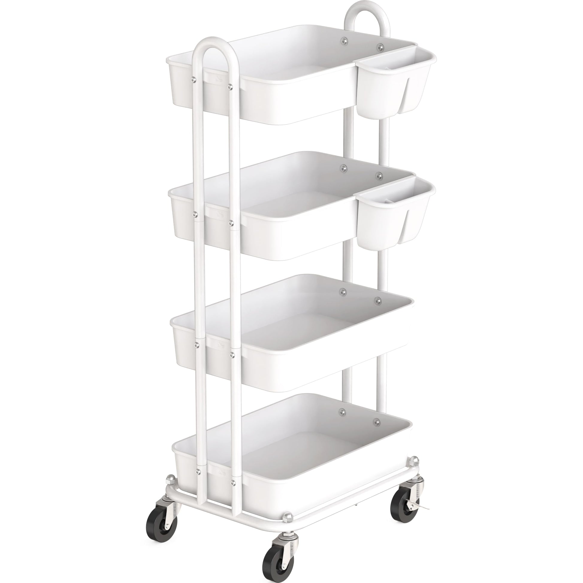 Simple Houseware Heavy Duty 4-Tier Utility Rolling Cart, White - WoodArtSupply