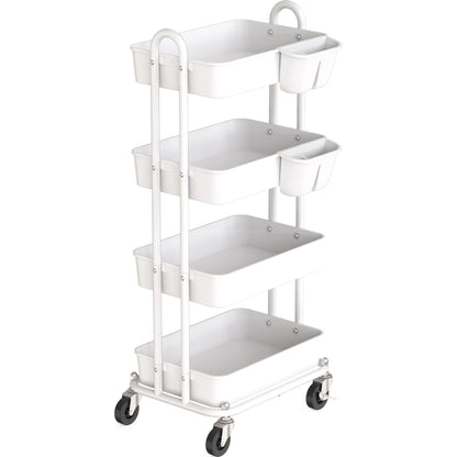 Simple Houseware Heavy Duty 4-Tier Utility Rolling Cart, White - WoodArtSupply